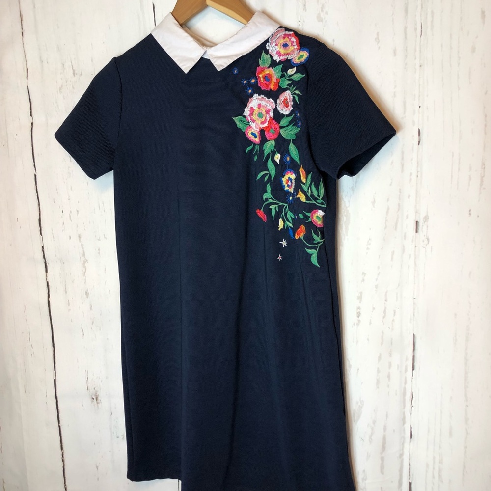 Zara Floral Embroidered Dress Medium